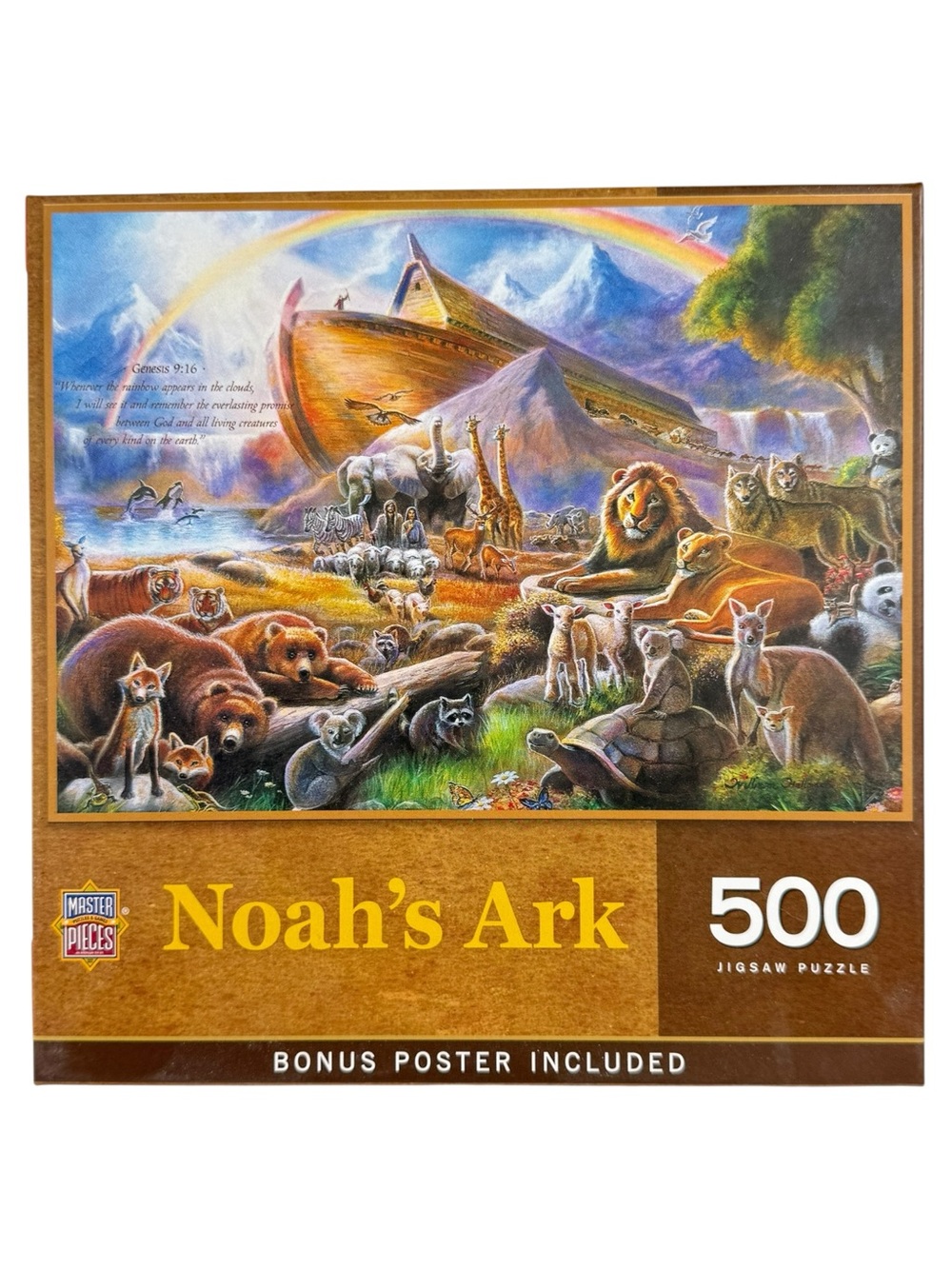 MasterPieces Noahs Ark 500 Piece Jigsaw Puzzle Rainbow Animals Bonus Poster Gift